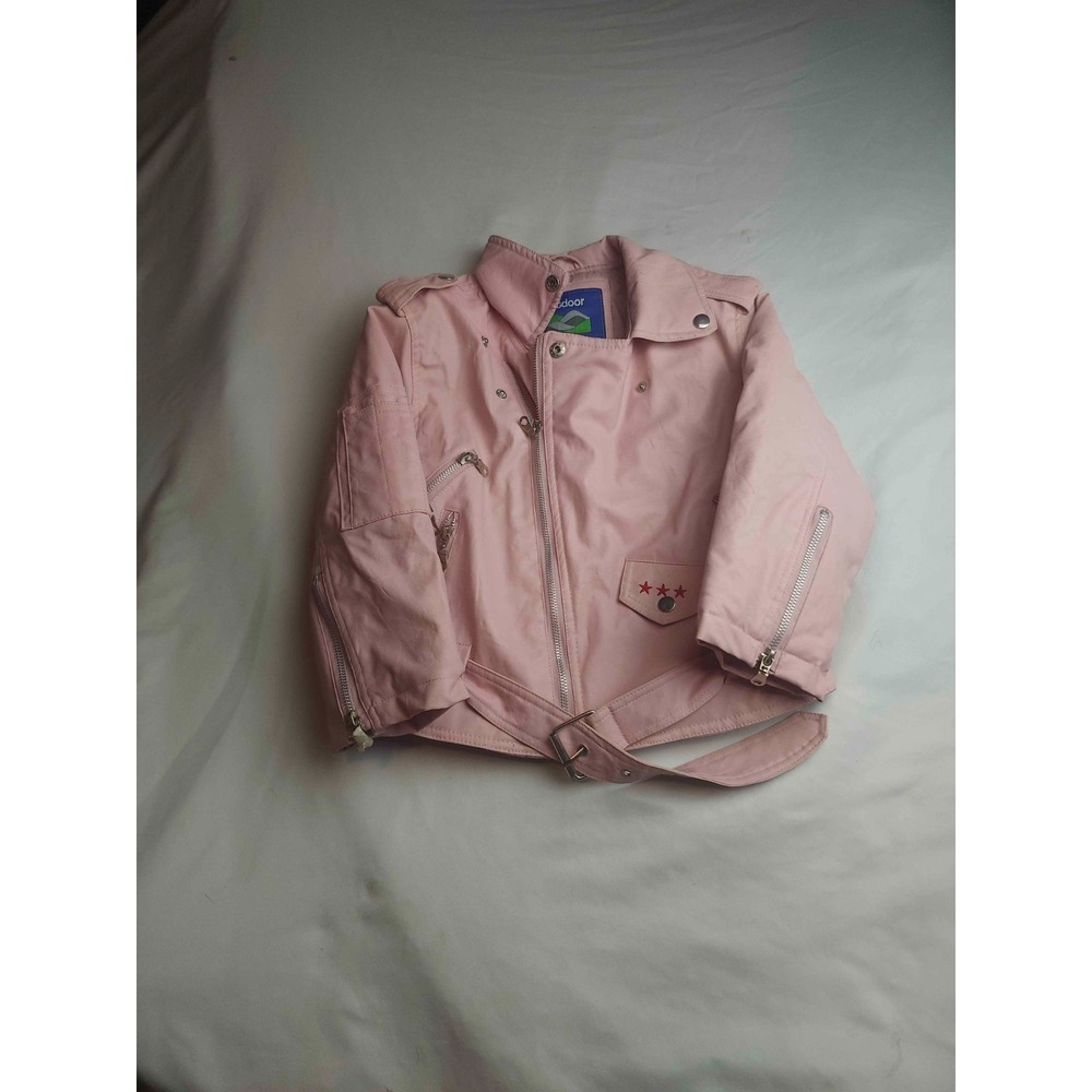 Outdoor Habitat Motorcycle Jacket Girls 7T Pink Faux Leather USA Eagle Biker